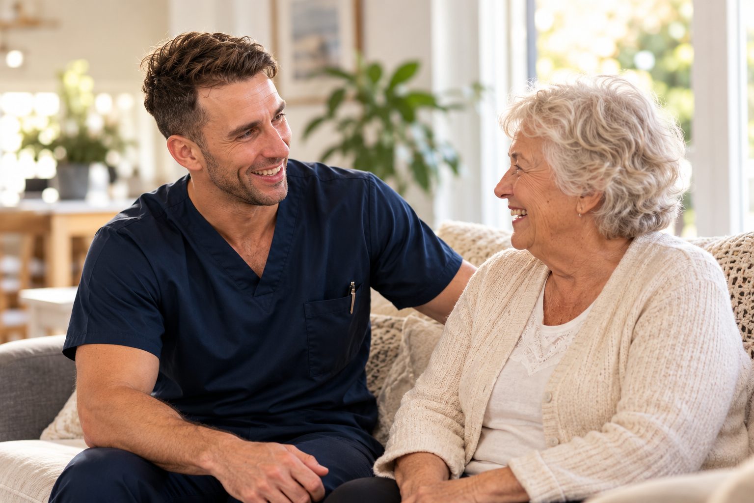 Registered nurse providing wound care at home on the Central Coast